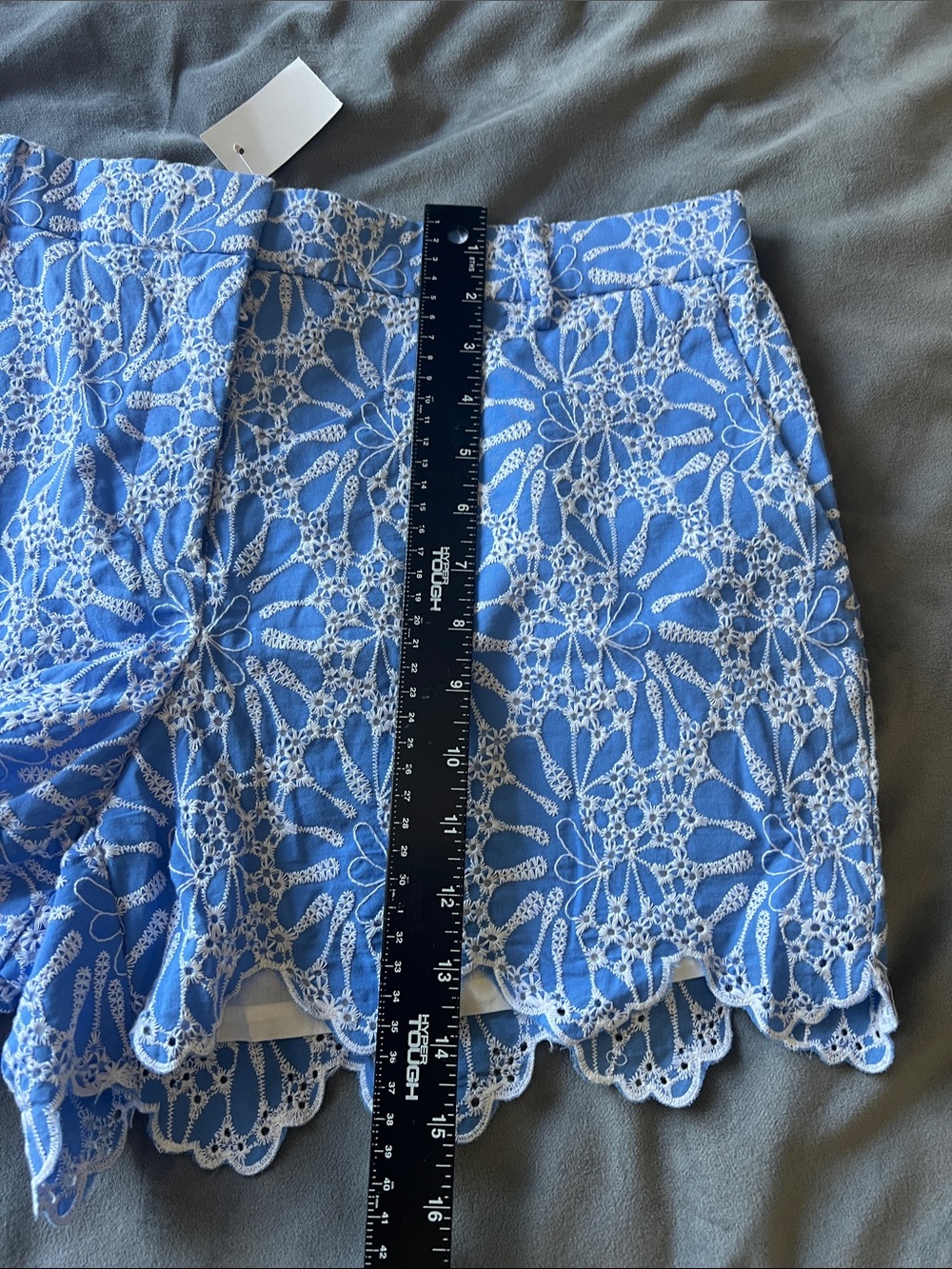 NWT LOFT Light Blue with White Floral Lace High-Rise Shorts - Picture 6 of 10